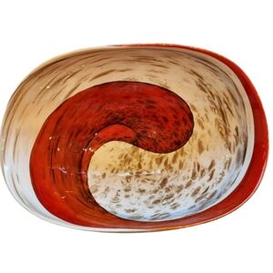 Murano‎ glass bowl, home other, red/tan decorative bowl
